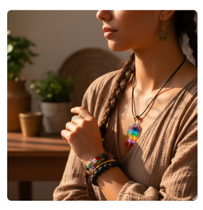 Rainbow Layered Pendant Necklace - Product Image 3