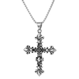 yunnique Stainless Steel <b>Cross</b> Pendant Necklace For Men Gold Vintage Geometric Design 60cm <b>Chain</b> FY3056 - Product Image 2