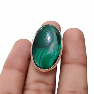 Anillo de Plata de Ley 925 con Baño de Rodio y Piedra Preciosa de Malaquita, Estilo Bohemio, para Mujer, Regalo para Bodas y Fiestas - Product Image 1