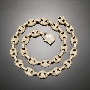 Ensemble <span class=keywords><strong>de</strong></span> bijoux Hip Hop pour hommes, 12MM, bijou en plaqué or, collier ras du cou en Zircon et diamant, chaîne en grains <span class=keywords><strong>de</strong></span> <span class=keywords><strong>café</strong></span> glacé, nouvelle collection - Product Image 3