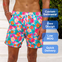 Celana Pendek Pria Model Boardshorts 2026, Diskon Besar, Kantong Belakang, Panjang Lebih Panjang, Motif Tropis, Pakaian Renang, Pakaian Pantai