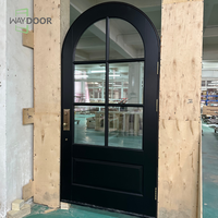 Portes intérieures en bois pour maisons Portes intérieures françaises prémontées avec 6 panneaux de verre Porte extérieure ronde en bois massif