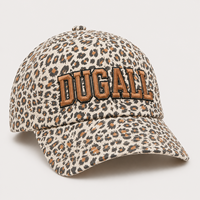 Casquette de baseball ajustable à 6 panneaux avec logo brodé personnalisé, imprimé léopard, style vintage sportif formel, en coton et polyester