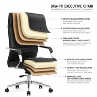 Chaise de bureau de direction à dossier haut en cuir, pivotante, noire, avec verrouillage d'inclinaison, ergonomique, pour bureau