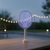 Raquette anti-moustiques électronique rechargeable avec lumière LED et batterie au lithium