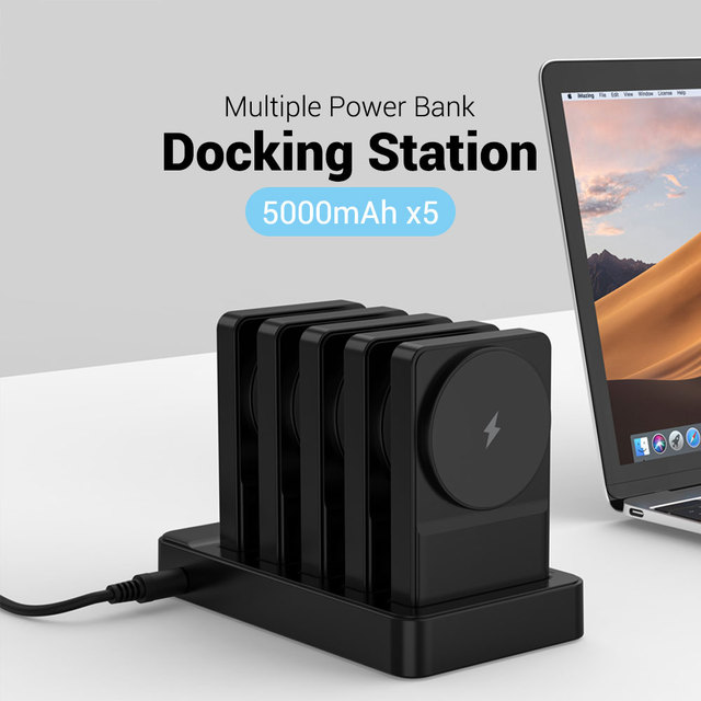 Portable 5 Slots 5000mAh Wireless Charging Share Power Banks Shared PowerBank Station with 5 USB Output