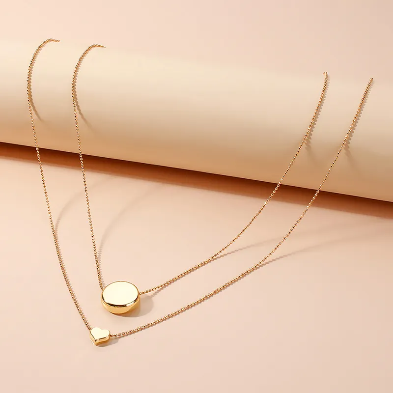 Collier pendentif rond en forme de cœur pour femmes, Bijoux, disque, vente en gros, nouvelle collection,