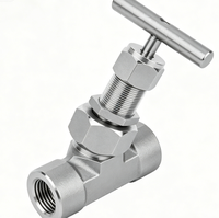 Vanne à aiguille à filetage interne en acier inoxydable SS304, à passage direct, avec tige anti-éclatement et commande à poignée en T, pour gaz, huile et eau, de type OEM usine