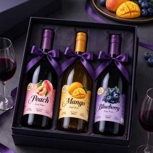 Étiquettes autocollantes personnalisées pour vin aux fruits, en papier synthétique premium, impression élégante, pour la décoration de bouteilles de vin pêche, mangue, myrtille - Product Image 3