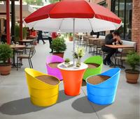 Ensemble de table et chaises de salle à manger d'extérieur en plastique PP moderne pour salon, jardin et hôtel, 4 chaises