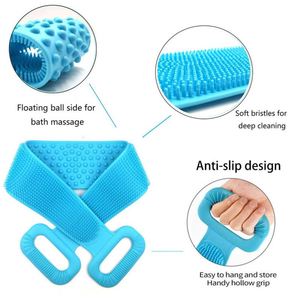 Silicone <b>Bath</b> Body Scrubber Bathroom Shower Back Cleaning Brush with Removal Belt Exfoliating Shower Scrub Tool - Product Image 3