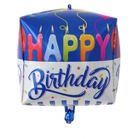 Ballon en feuille d'aluminium imprimé 4D Joyeux Anniversaire de 22 pouces pour décorations de fête d'anniversaire