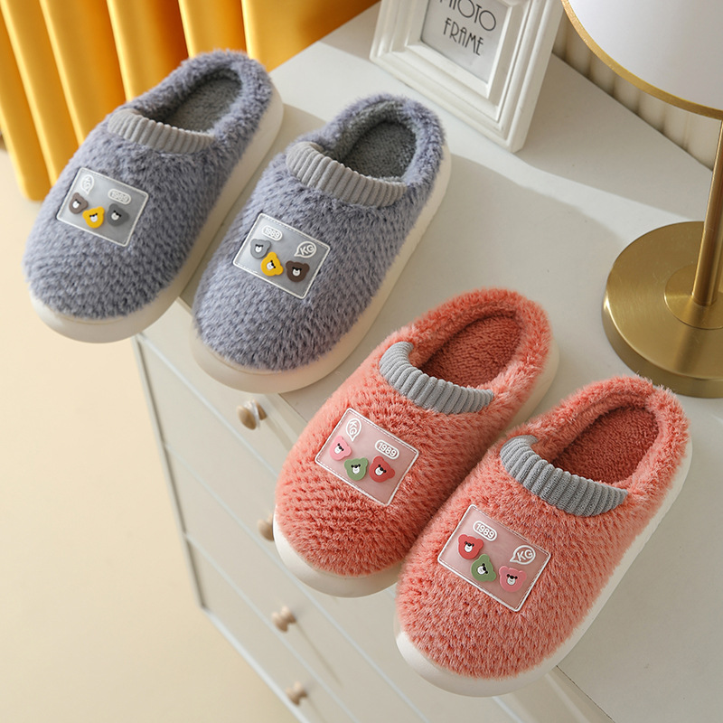New Plush Cotton Slipper Women Winter Home Shoes Thick Bottom Couples Warm Slippers