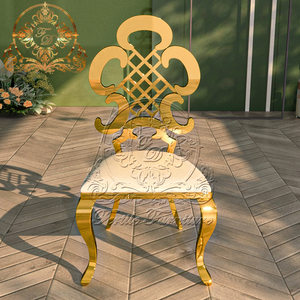 Haute qualité or dossier haut chaise en acier inoxydable Banquet blanc en cuir hôtel événement chaise de mariage - Product Image 3