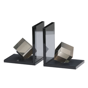 Fermalibri in Vetro Decorativi a Forma di Cubo, Design Contemporaneo Nero per Scaffali e Scrivanie, Stile Moderno ed Elegante - Product Image 2