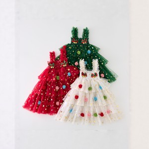 Vestido de Princesa sin Mangas con Malla y Estampado de Estrellas para Niñas, Vestido de Fiesta con Lazo Decorativo para Navidad - Product Image 1