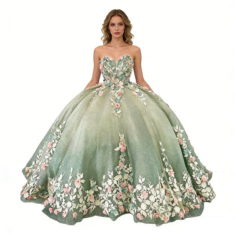 Wholesale Light Green Vestidos de 15 Anos weetheart Handmade Flowers Princess Quinceanera Dresses Appliques Puffy Prom Gown Dress,1 Piece Wholesale Light Green Vestidos de 15 Anos weetheart Handmade Flowers Princess Quinceanera Dresses Appliques Puffy Prom Gown Dress,1 Piece