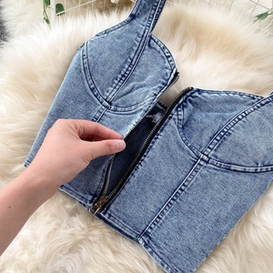 2025 di vendita calda da donna 2 pezzi in Denim con motivo solido Casual gonna Midi con bottone Design gonna di jeans a matita primavera - Product Image 4