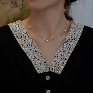 Collier en argent 925 et plaqué or 18 carats, polyvalent, ciel étoilé, perle d'eau douce, simple, tempérament, chaîne de clavicule - Product Image 3