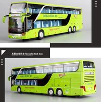 Autobús de Dos Pisos a Escala 1/30 con Sonido y Luces, Puertas Abribles, Modelo de Metal Fundido a Presión, Juguete para Niños, Regalos