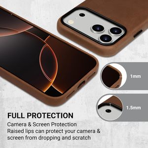 Оригинальный кожаный чехол Crazy Horse для <span class=keywords><strong>iPhone</strong></span> 17/17 Pro/17 Pro Max - Винтажный магнитный чехол с выдвижной крышкой - Оптовая продажа, индивидуальный заказ OEM - Product Image 2