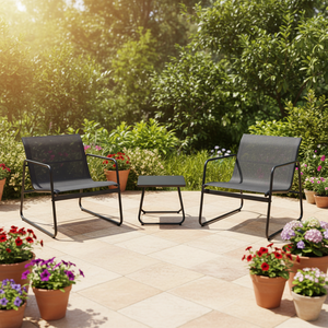 Juego de Muebles de Jardín Modernos de Acero para Exteriores, Mesa y Sillas Portátiles para Patio, Hotel, Balcón, Comedor, Sala de Estar y Patio - Product Image 1