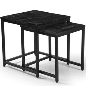 Ensemble de tables basses de haute qualité en fer/WD, ensemble de 2 tables basses carrées, meubles de salon, prix de gros. - Product Image 1