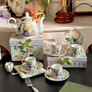 Vintage <b>Tea</b> <b>Gift</b> <b>Set</b> Floral Teapot and Cup Ceramic Coffee <b>Tea</b> <b>Set</b> Beautiful Cup and Saucer <b>Set</b> in <b>Gift</b> Box - Product Image 2