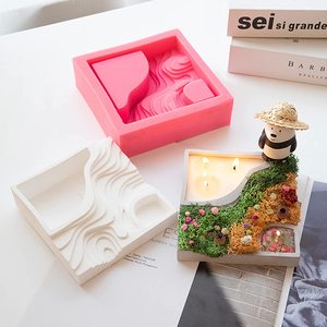 14025 Terrassen feld Quadrat Zement Blumentopf Beton Pflanzer Silikon form - Product Image 5