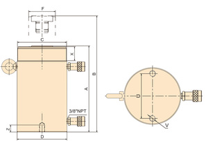 Гидравлический домкрат двойного действия BMD-1010, <span class=keywords><strong>10</strong></span> тонн, 700 бар/10000 PSI, с обратным клапаном, для высокого давления - Product Image 2