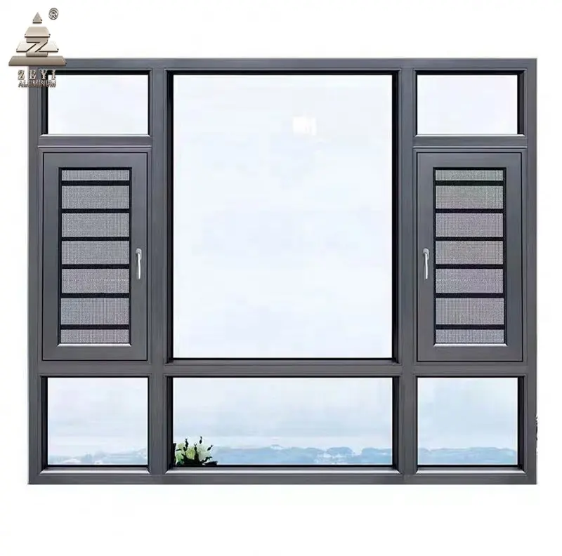 Zeyi-ventanas abatibles de aluminio, ventanas abatibles con doble acristalado, de grado comercial, modernas