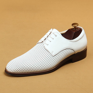 <b>White</b> formal leather <b>shoes</b> with hollowed-out genuine leather soft surface, suitable <b>for</b> <b>casual</b> and breathable wear <b>for</b> <b>men</b>. - Product Image 6