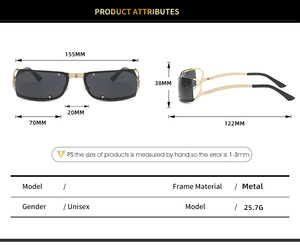 Fashion Style Rectangle Sunglasses Sports Frameless <b>Eyeglasses</b> Square Metal <b>Frame</b> Sunglasses - Product Image 6