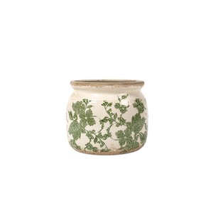 Maceta de Cerámica de Estilo Vintage con Efecto Envejecido, Boca Redonda, Esmalte Agrietado, Diseño de Porcelana Azul y Blanca; Maceta; Jardinera - Product Image 5