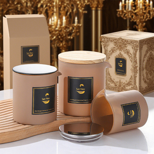 Nuovo Barattolo in <span class=keywords><strong>Vetro</strong></span> Smerigliato Personalizzabile da 8oz con Coperchio in Legno e Beccuccio per Candele da Massaggio, Forma Dritta, Vuoto, per Uso Domestico - Product Image 1