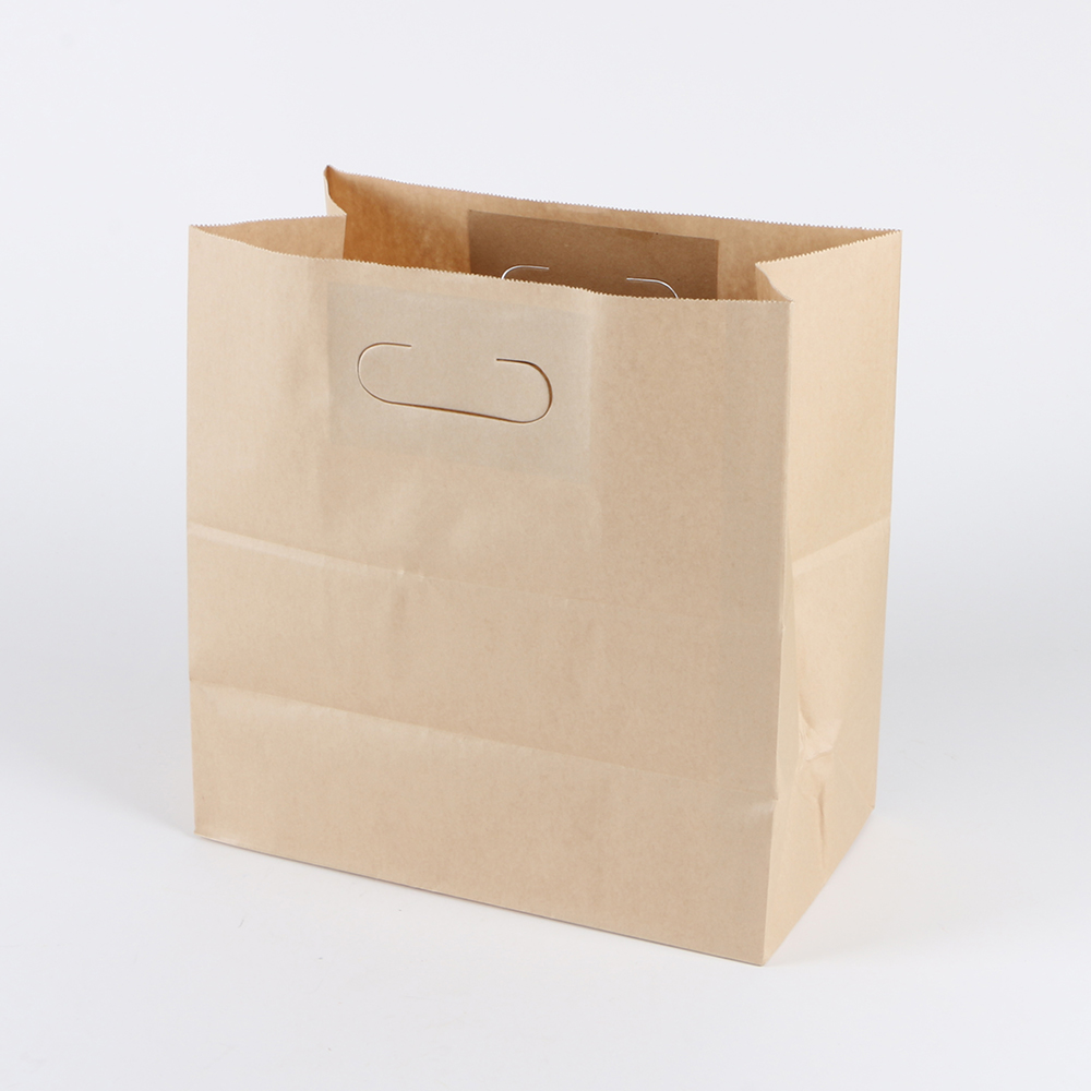Large Size Custom Printed Brown Kraft Bread Sandwich Bakery Takeaway Food Packaging Greaseproof V Bottom Kraft Paper Bag
