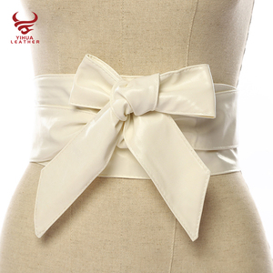 Ceintures <span class=keywords><strong>à</strong></span> nœud <span class=keywords><strong>en</strong></span> <span class=keywords><strong>cuir</strong></span> PU souple pour femmes Robes de fantaisie Ceintures larges sans boucle <span class=keywords><strong>Ceinture</strong></span> OBI <span class=keywords><strong>en</strong></span> <span class=keywords><strong>cuir</strong></span> doré pour femme - Product Image 6