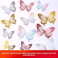 Autocollant mural 3D papillon coloré Décoration de fond design creux pour décalcomanies murales de fête