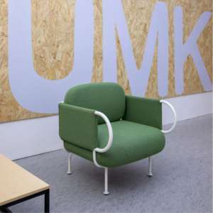 Silla tapizada moderna y elegante, juego de sofá de dos asientos con diseño de mango curvo, marco de metal para el hogar, oficina, hotel, sala de estar - Product Image 3