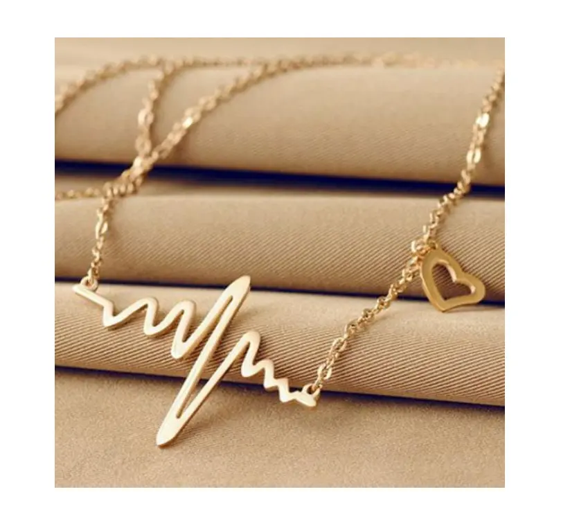 Fashion Korean Women's Heart Beat Pendant Chain Choker Collar Bib Jewelry Clavicle Necklace