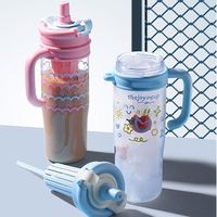 Grote capaciteit, milieuvriendelijke, schattige, dubbele drinkbeker, draagbare sportwaterfles, thee-/fruitinfusiekan met rietje