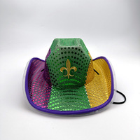 Adult Retro Cowboy Kostüm Zubehör mit Shiny Purple Green Gold Pailletten und LED-Licht für Neujahr oder Graduation Dress-Up