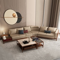 Nouveau canapé-lit modulaire en cuir de style chinois haut de gamme, canapé de salon en bois massif avec rangement, canapé sectionnel pour usage hôtelier