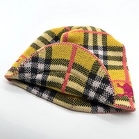 Bonnet en tricot acrylique doux à visière, jacquard à carreaux de luxe, avec broderie tête de mort, pour casquettes streetwear haut de gamme avec logo personnalisé