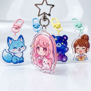 Wholesale <b>Custom</b> Printed Acrylic Charms Key Chain Cartoon Anime Acrylic Keychain Pin Stand Transparent Epoxy Acrylic Keyring - Product Image 4