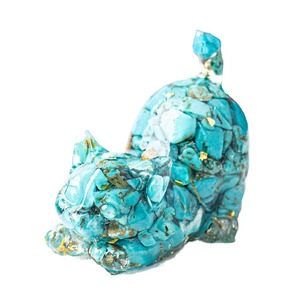 <span class=keywords><strong>Figurine</strong></span> de chat en résine avec gravier de cristal naturel, queue relevée, pour décoration de bureau, maison, salon, bureau - Product Image 5