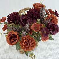 Bunga Sutra Buatan Grosir Model Fili Rose Daisy, Buket Genggam Warna Musim Gugur, Peony Hydrangea Bone