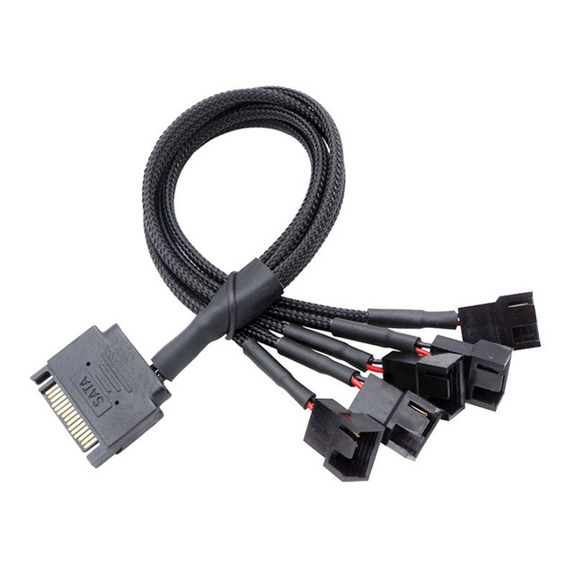 Cantell SATA 15Pin 1 to 1/2/3/4/5 Computer Cooling Fan Splitter Hub Converter Adapter PWM Temperature Power Cable