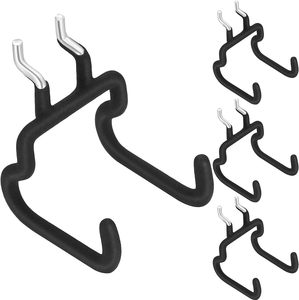 Màu Đen Đôi prong móc công cụ hiển thị móc áo kim loại Pegboard móc cho khoan - Product Image 1