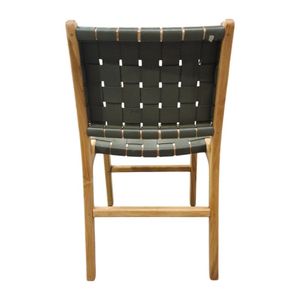 Modern Woven Leather <b>Garden</b> <b>Chair</b> With Tapered Wood Legs Outdoor Furniture Minimalist Design Durable Green Seat And Back - Product Image 5